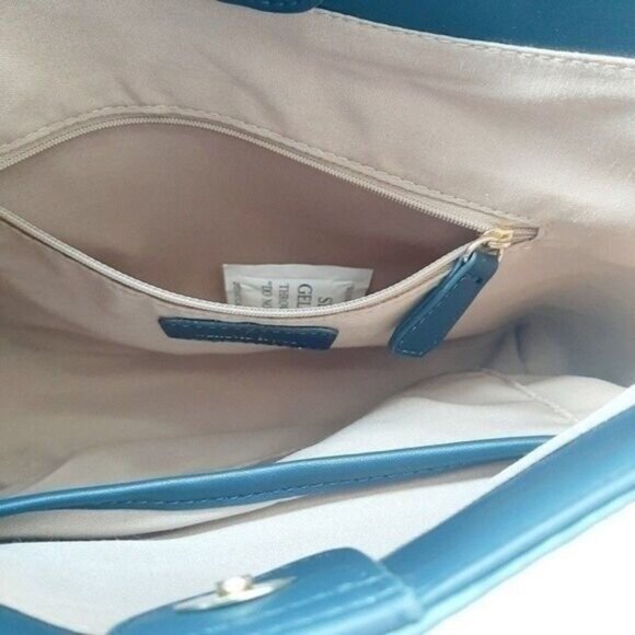 NWOT NANETTE LEPORE Blue Vegan Leather Logo Pattern Hobo Purse - Picture 10 of 11